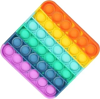 Asona Push Bubble Fidget Toy Rainbow Popping Bubble Silicone Sensory Toy Anxiety & Stress Reliever Autism Learning Materials For Kids Children Adults (Square 1-Pack)