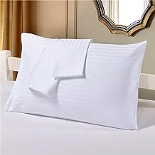 Hotel Linen Standard Pillowcase 2Pc Set , 100% Cotton 250Tc Sateen 1Cm Stripe,Size: 50X75Cm , White