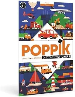 Poppik Discovery Sticker Kit Vroom! Vehicles - for Ages 4 and Above. Fun, Educational Poster Kit for Kids