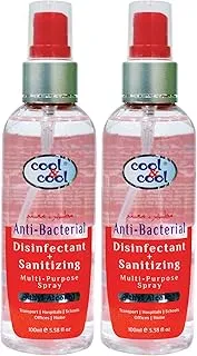 Cool & Cool Anti Bacterial Disinfectant +Sanitizing Multi -Purpose Spray, 2 X 100 ML