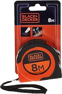 Black & Decker 8x25mm Bimaterial Short Measuring Tape, Orange/Black - BDHT36154, 2 Years Warranty