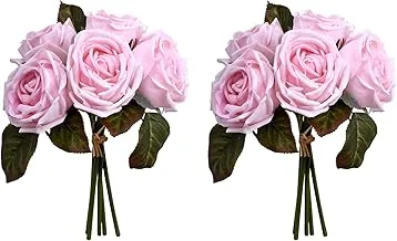 YATAI 10 Heads Real Touch Artificial Rose Flowers Floral Wedding Bouquet Wholesale Artificial Flowers Plants for Home Party Arts Crafts Project Decorations (Light Pink)