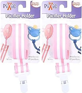 Pixie Pacifier Holder Pink Stripe Print (Pack Of 2)