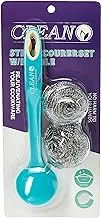 Cleano Kitchen Stainless Steel Scourer Set With Handle Pack Of 2, Large Stainless Steel Scrubbers - Scouring Pads Kitchen Cleaning Tool