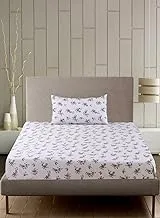 Home Town Floral Printed 250 Tc Queen White Flat Sheet، 50X80 + 15 سم