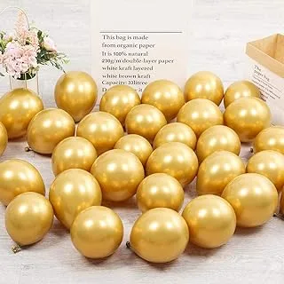 PARTY TIME - 25 Pieces Metallic Chrome Gold Shiny Latex Balloons for Kids Birthday Wedding Party Events and Decorations Supplies - (5 Inches)