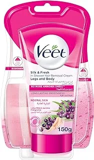 Veet Silk & Fresh In Shower Hair Removal Cream, Body & Legs for Normal Skin, with Moisturizing Lotus Flower Extract – 150gm