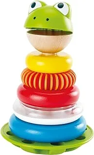 Hape Mr. Frog Stacking Rings | Multicolor Wooden Ring Stacker Play Set, Educational Toy for Children