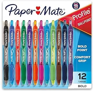 Paper Mate Profile Retractable Ballpoint Pens, Bold (1.4mm), 12 Count