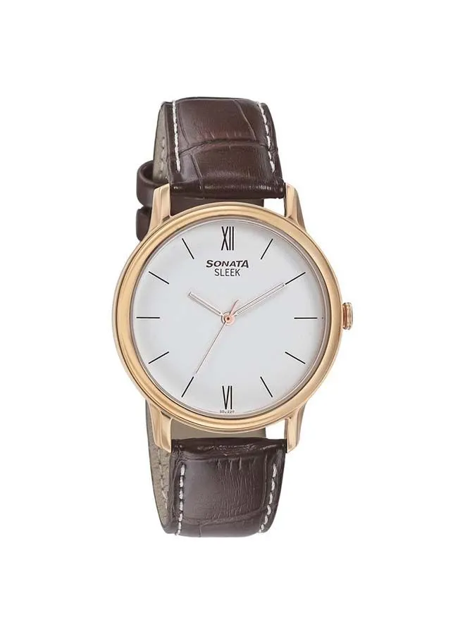 Sonata Round Shape Leather Band Analog Wrist Watch