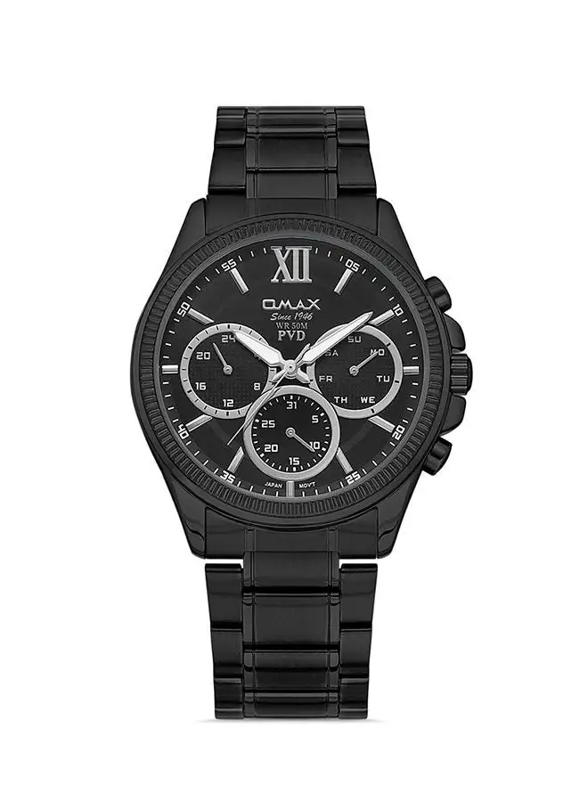 OMAX Analog Metal Wrist Watch CFM003 -40mm- Black