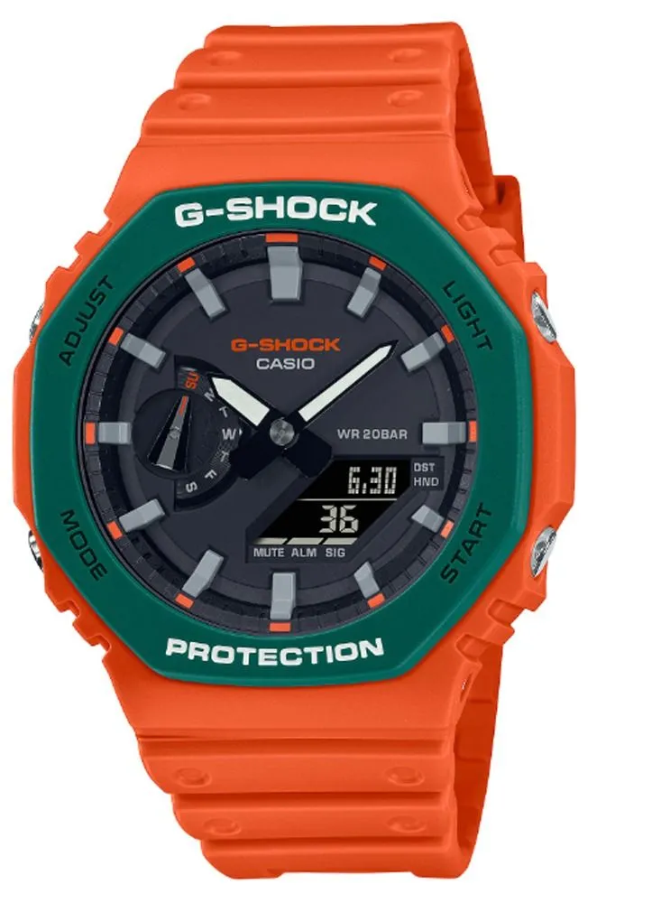 CASIO Casio G shock Octagon Shape Resin Band Analog & Digital Wrist Watch 45 mm - Orange - GA-2110SC-4ADR