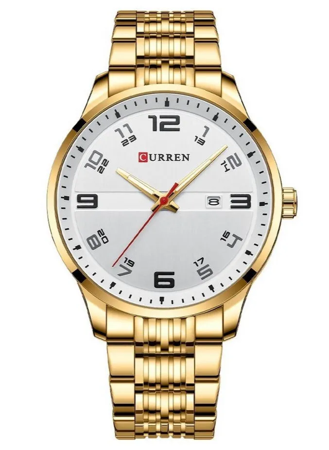 CURREN Stainless Steel Men's Quartz Watch with Calendar 8411 Gold