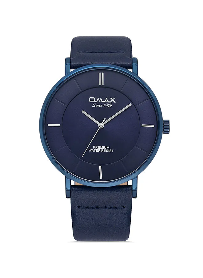 OMAX Analog PU Leather Wrist Watch SX7005 -42mm- Blue