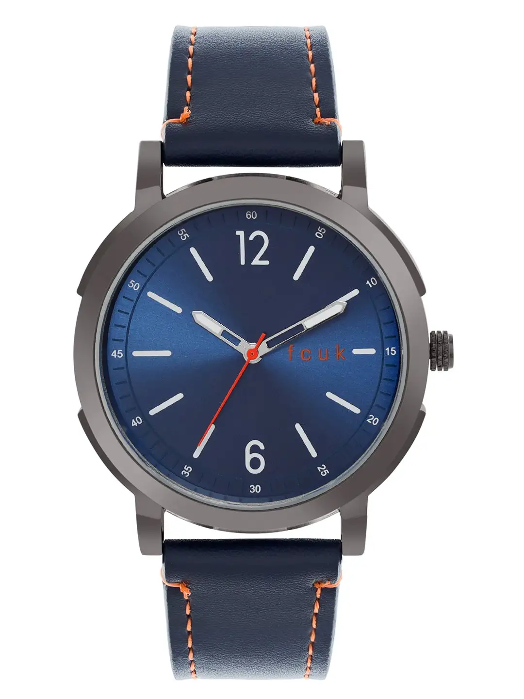 French Connection UK Men's Analog Watch With Blue Leather Strap -43 mm - FK00010E