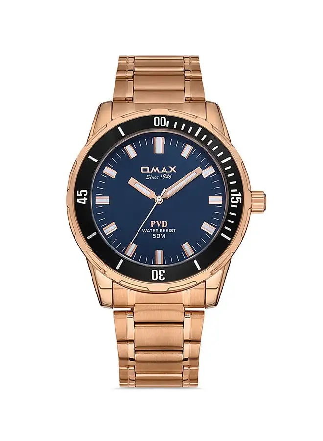 OMAX Analog Metal Wrist Watch DFS001 -44mm- Gold