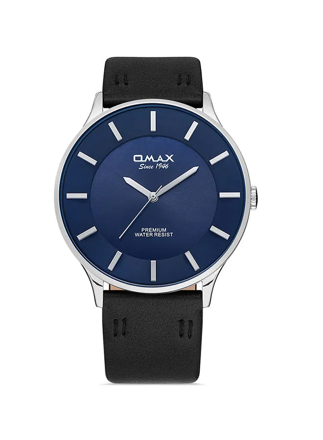 OMAX Analog PU Leather Wrist Watch SX7003 -42mm- Black