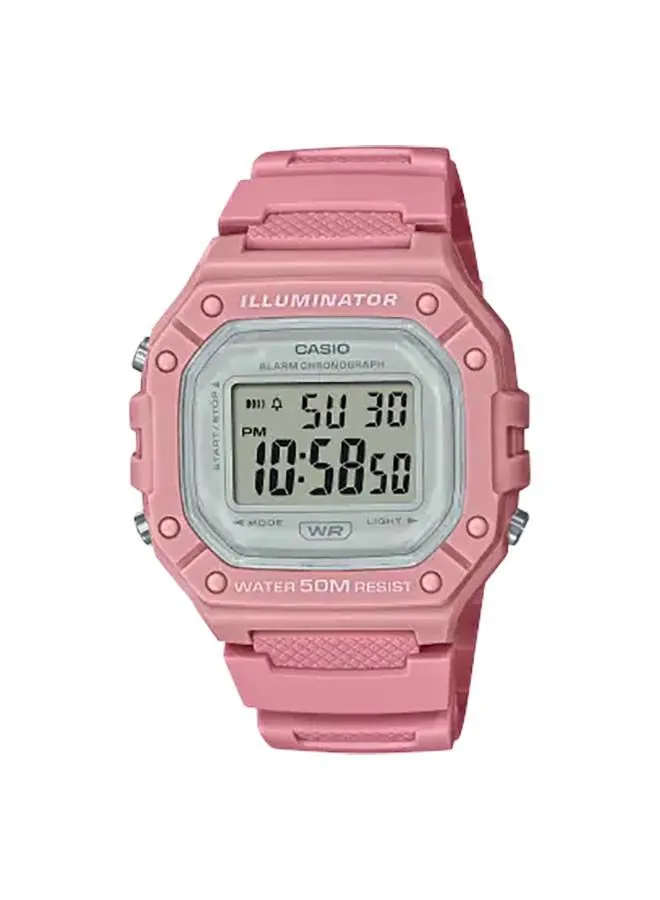 CASIO Hexagon Shape Digital Resin Wrist Watch W-218HC-4AVDF - 44mm - Pink