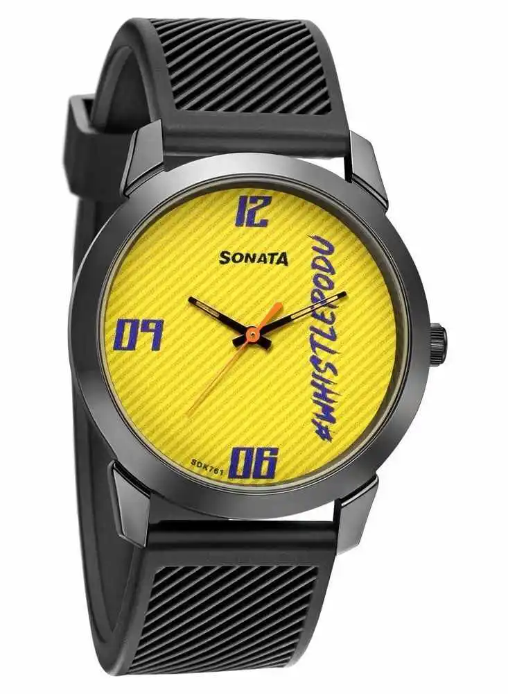 Sonata Whistle Podu - Sporty Limited Edition CSK Watch-77107NP01