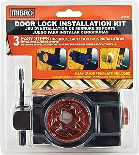 MIBRO 300681 Door Lock and Deadbolt Installation Kit, Made of Carbon Steel and Designed for Wood Doors, Black