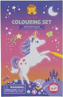 Tiger Tribe Colouring Set Unicorn Magic Designed Art Carft Coloured Markers Stickers Ages 3+ Years, Multicolored, 1 ea