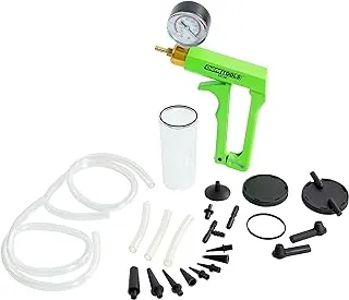 OEMTOOLS 25136 Automotive Tune-Up and Brake Bleed Kit w/Vacuum Gauge, No-Mess, No-Leak Brake Bleeder Kit Adapters, Green Hand Vacuum Tester, One Size