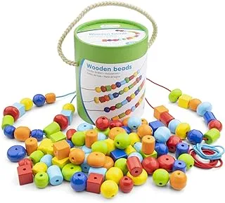 New Classic Toys Wooden Beads in Junior Box (100 Pieces)