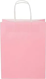 SNH Packing Kraft Paper Party Bag with Twisted Handle 25-Pieces, 24 cm x 28 cm x 12 cm Size, Pink