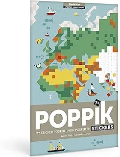 Poppik Sticker Poster World Map for Kids Ages 7+ Years, Multi Colour