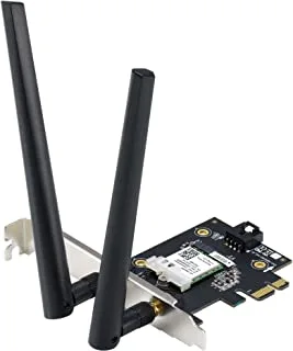 ASUS PCE-AXE5400 WiFi 6E PCI-E Adapter with 2 external antennas, Supporting 6GHz band, 160MHz, Bluetooth 5.2, WPA3 network security, OFDMA, MU-MIMO - Black