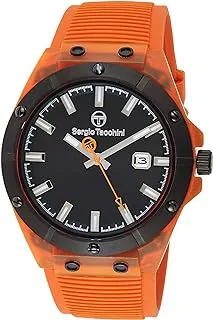 Sergio Tacchini ST.1.10268-5 Streamline Silicon Strap Watch for Men, Orange/Black