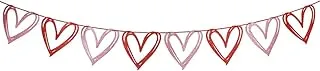 Valentine's Day Red and Pink Glittering Hanging Heart Garland Banner for Happy Valentine's Day Wedding Engagement Party Home Decorations Supplies