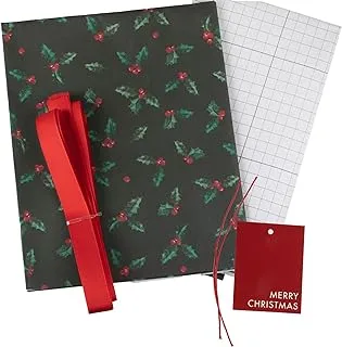 Ginger Ray Eco Holly Print Wrap Kit 2-Pieces, Green