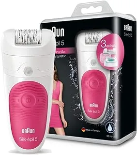 Braun Silk-epil SE 5-513 - Wet&Dry Cordless Epilator with 3 extras, Pink