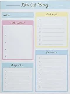 Graphique Get Busy Large Notepad, “Let’s Get Busy” Notepad with 150 Tear-Off Sheets and 4 Blank Lists Per Page, Perfect for Planning your Day, Groceries, Notes, and More, 6