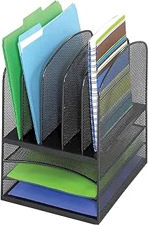 Safco 3266BL Onyx Mesh Desk Organizer with 3 Horizontal with 5 Upright Sections