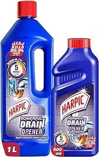 Harpic Powerful Drain Opener Cleaning Gel 1L+500ml (Pack of 2)