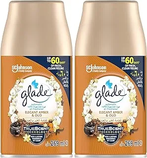 Glade Automatic Spray Refill Elegant Amber & Oud Air Freshener, For Up To 60 Days Of Automatic Freshness, 2 x 269ml