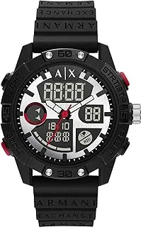 Armani Exchange watch for men, Analog-Digital movement, Nylon Watch 46mm case size