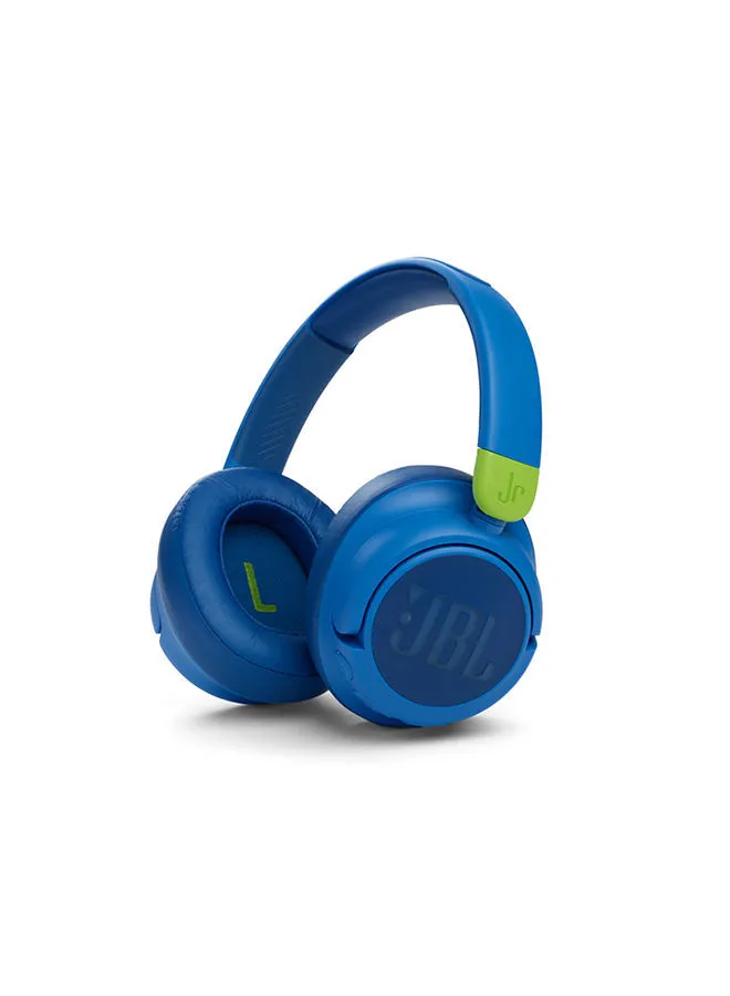 JBL JR460NC سماعات رأس لاسلكية لإلغاء الضوضاء للأطفال ، ميكروفون مدمج ، بطارية 20 ساعة ، مصممة للأطفال ، كابل صوت قابل للفصل (أزرق)