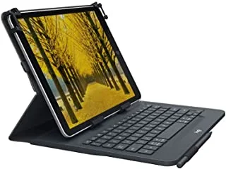 Logitech Universal Folio iPad or Tablet Case with Wireless Bluetooth Keyboard, For 9-10 Inch Apple, Android or Windows Tablets, Easy Set-Up, 2 Year Battery Life, QWERTY UK Layout - Black