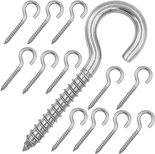 Pack of 12 M6 Metal Hooks, heavy-duty304 Stainless Steel Screw Hooks, self-Tapping Eye-Ring Bolt Hooks, Wooden Terminal Eye-Hole Hooks, Pendant Lights and Wires, Strong Indoor and Outdoor(3.2