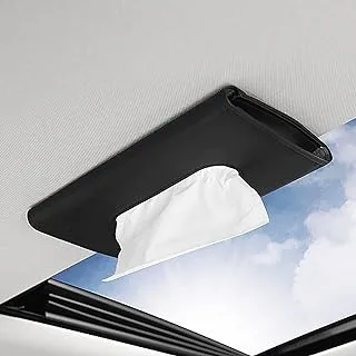 ECVV tissue box for car visor, paper tissue dispenser tissue paper box cover napkin organizer holder, car tissue holder pu leather clip, sun visor tissue car accessories visor holder, black