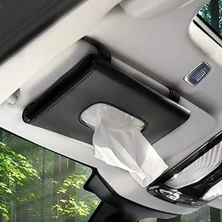 ECVV tissue box for car visor, paper tissue dispenser tissue paper box cover napkin organizer holder, car tissue holder pu leather clip, sun visor tissue car accessories visor holder, black