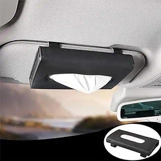 ECVV car tissue, holder sun visor napkin rack pu leather black tissue dispenser hanging case door back seat pocket interior accessories pouch towel refill box trash bag organizer gift