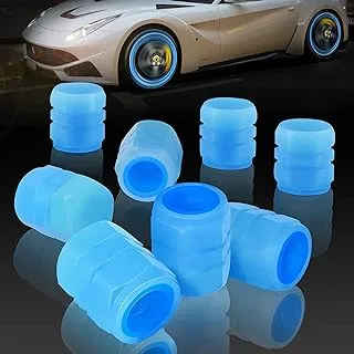 ECVV 12Pcs Luminous Tire Valve Stem Caps, Fluorescent Tire Air Cap Universal Stem Covers Car Accessories for SUV Trucks Motorcycles Trucks Bike (Blue)