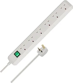 Brennenstuhl Eco-Line, 6-way extension lead with power switch and 1.5m cable, extremely energy-efficient, colour: white