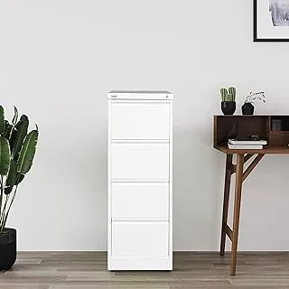 RIGID Heavy Duty Steel Filing Cabinet, Curved Shape 0.7mm Thickness 4 Drawers for A4/Lette (White)