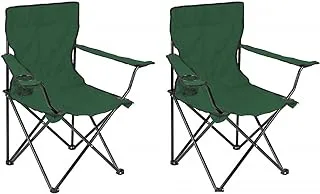 ECVV (2 Pcs) Portable Folding Beach Chair Multi-Purpose Camping Chair for Adult, Lightweight Patio Lawn Quad Chair for Outdoor Travel Picnic Hiking Supports110kgs Load With Carry Bag (Patio Green)