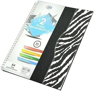 FIS FSUB2SA41402 Spiral Hard Cover 2 Subject University Books, 80 Sheets, A4 Size